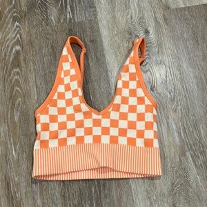 Orange and white checked crop top/ bralette